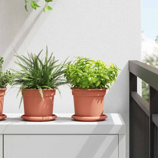 Lot de 24 soucoupes pot de fleur plastique intérieur extérieur rondes ø 14 cm rouge brique