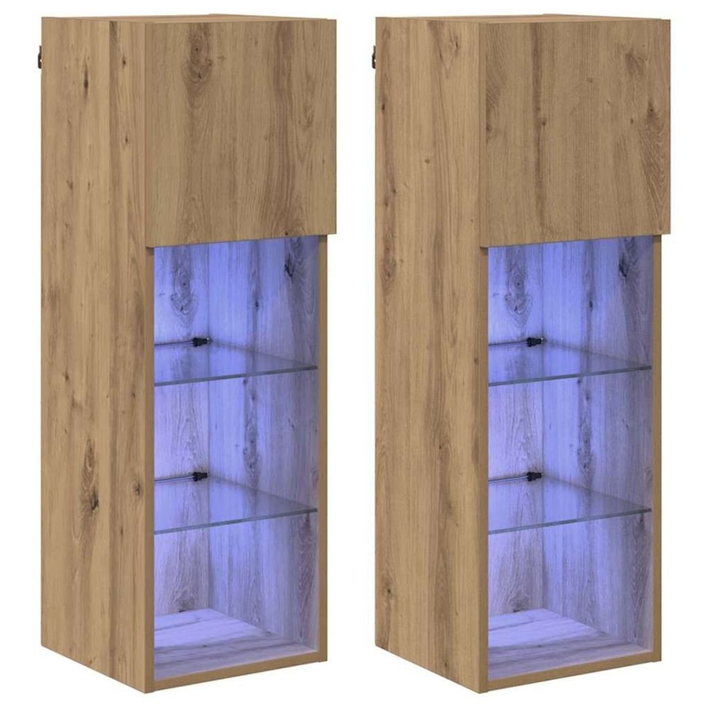 Meubles tv muraux 2 pc chêne artisanal bois d'ingénierie