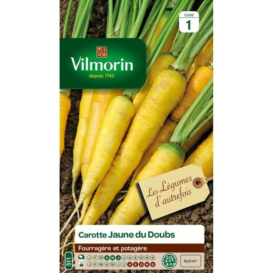 Sachet graines carotte jaune obtuse du doubs