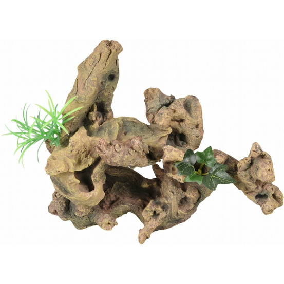 Racine et plante. Taille: 30 x 12 x 27 cm. Décoration aquarium
