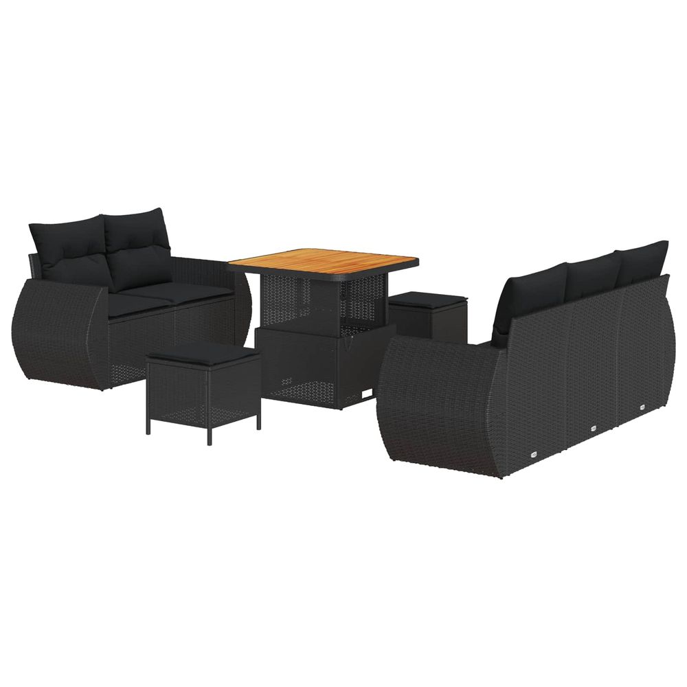 Ensemble de canapé de jardin 8 pc 5-nombre de places noir