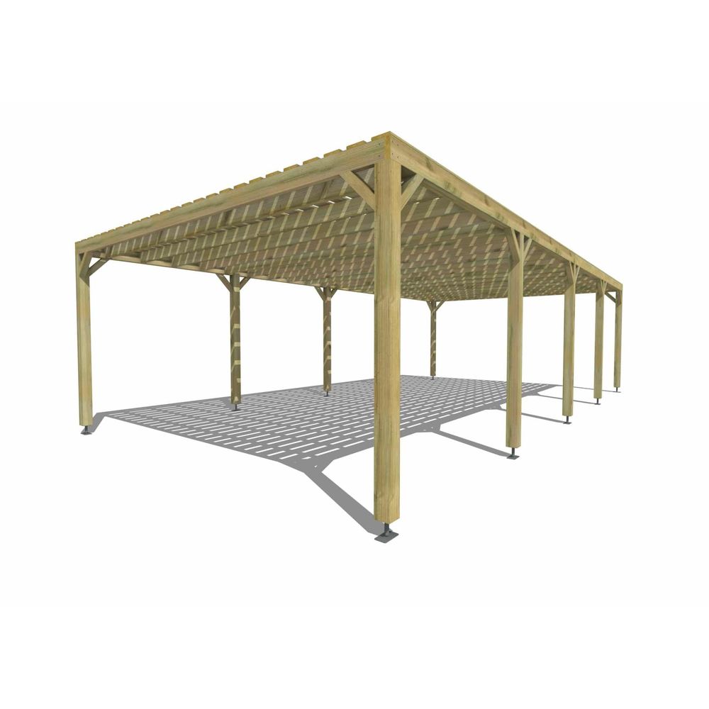 Pergola bois • 10m x 5m • indépendante • sens profondeur • platelage bois • livraison comprise