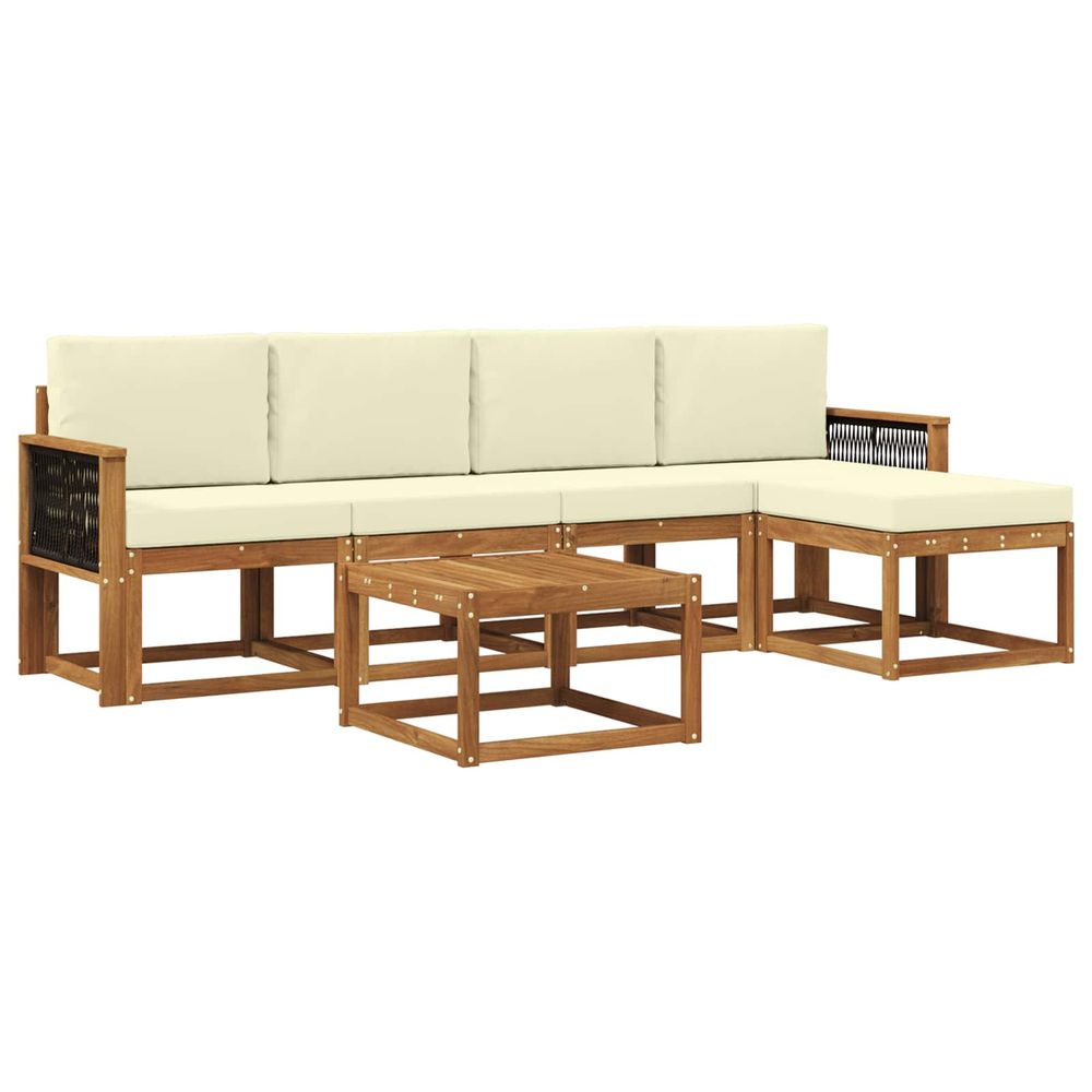 Ensemble de canapés d'extérieur 6 pc naturel et crème polyester