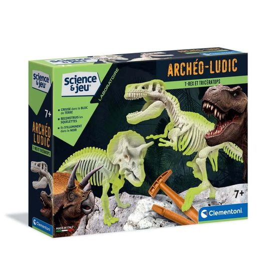 Archéo-ludic t-rex et tricératops