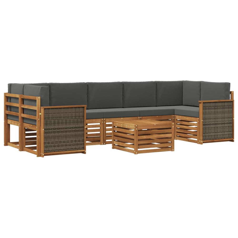 Ensemble de canapés d'extérieur 8 pc naturel et anthracite