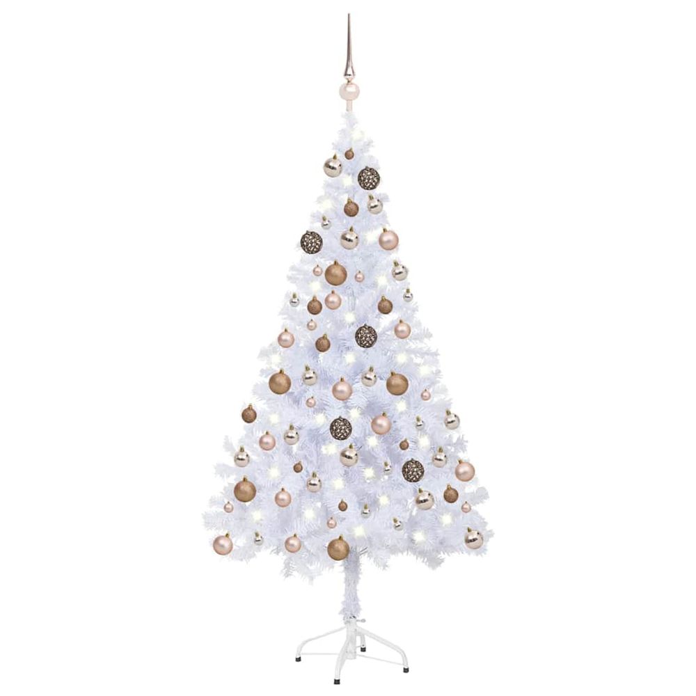Arbre de noël artificiel pré-éclairé/boules 120 cm 230 branches