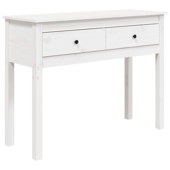 Table console blanc 100x35x75 cm bois massif de pin