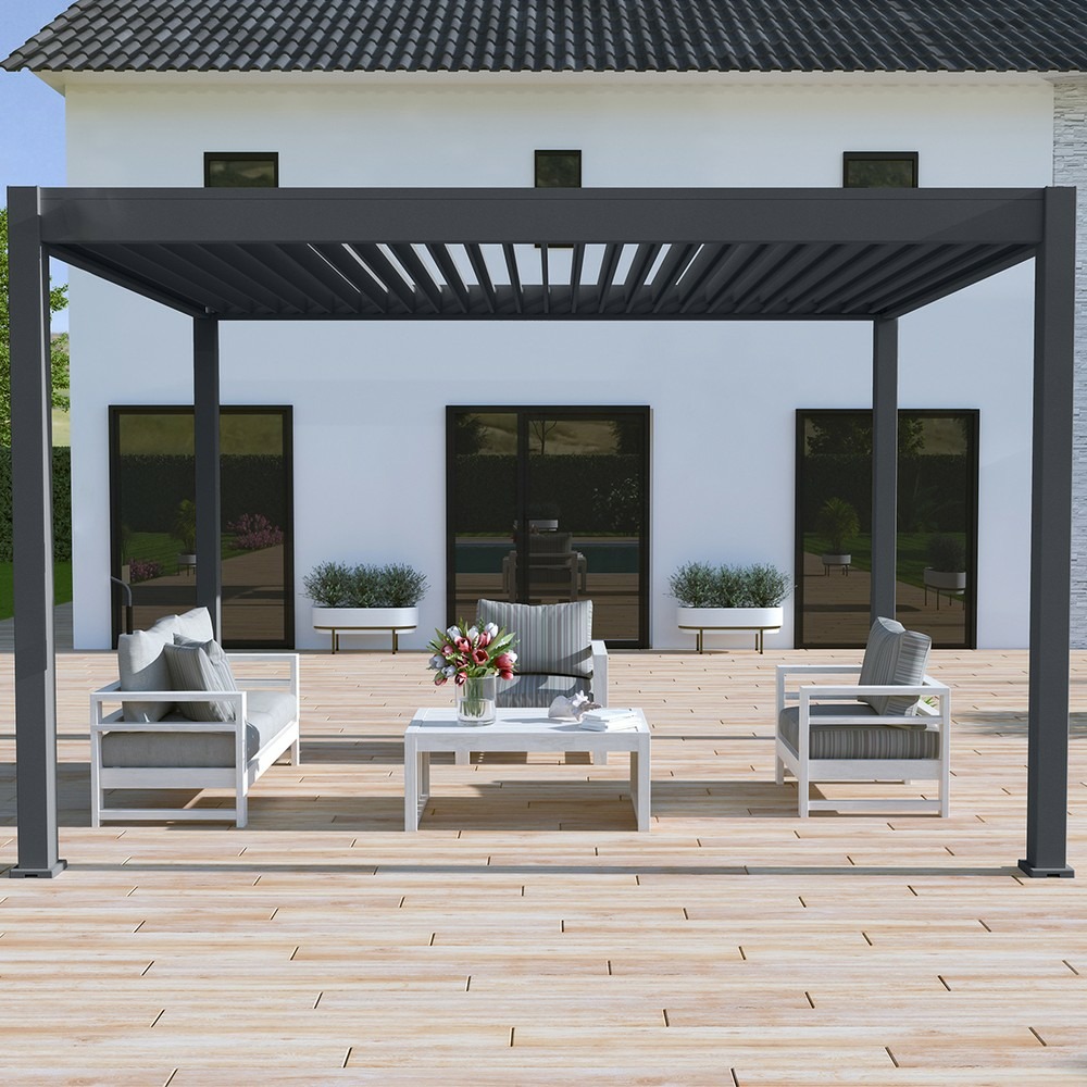 Pergola bioclimatique autoportante 3x4m - anthracite - elmo