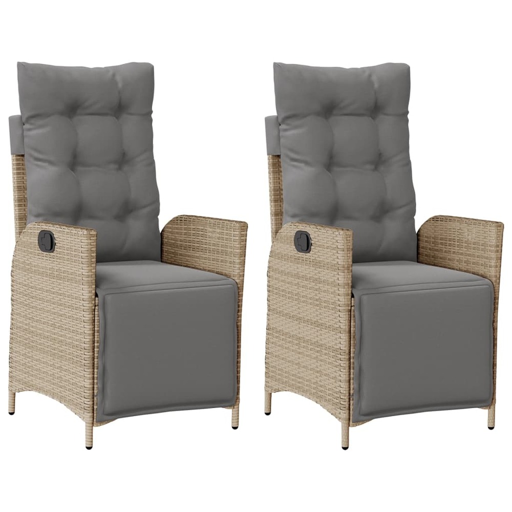 Chaises inclinables de jardin lot de 2 avec repose-pied rotin