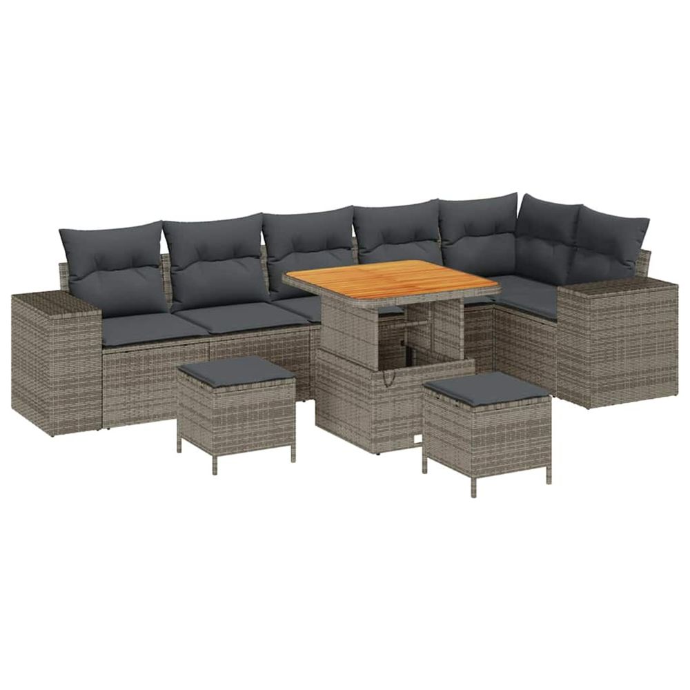 Ensemble de canapé de jardin 9 pc gris polyrotin