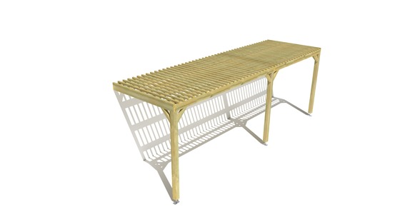 Pergola bois • 7m x 2m • adossée • sens largeur • lattage bois • livraison comprise