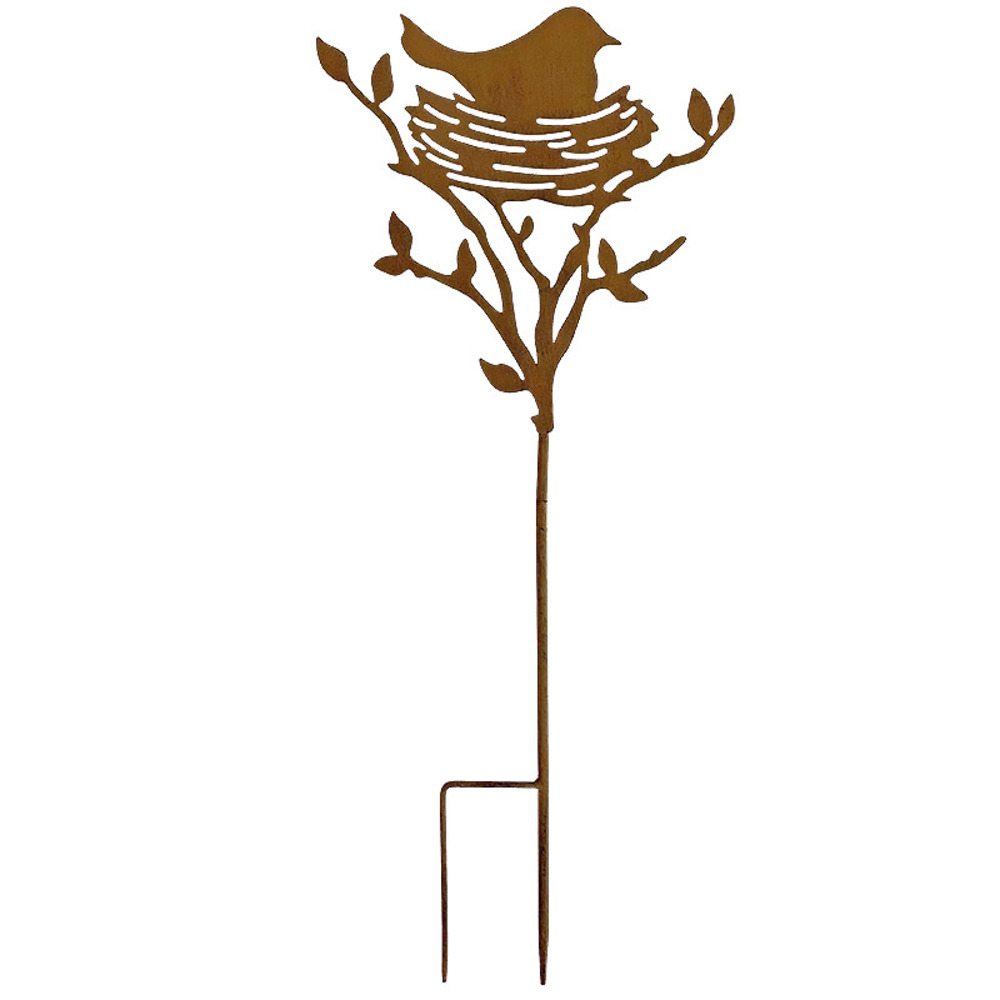 Tuteur déco oiseau dans son nid 30x72cm