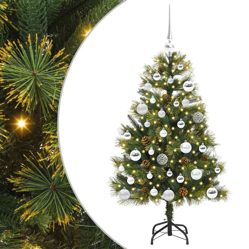 Sapin de noël artificiel avec branches pliables et cônes 120 cm