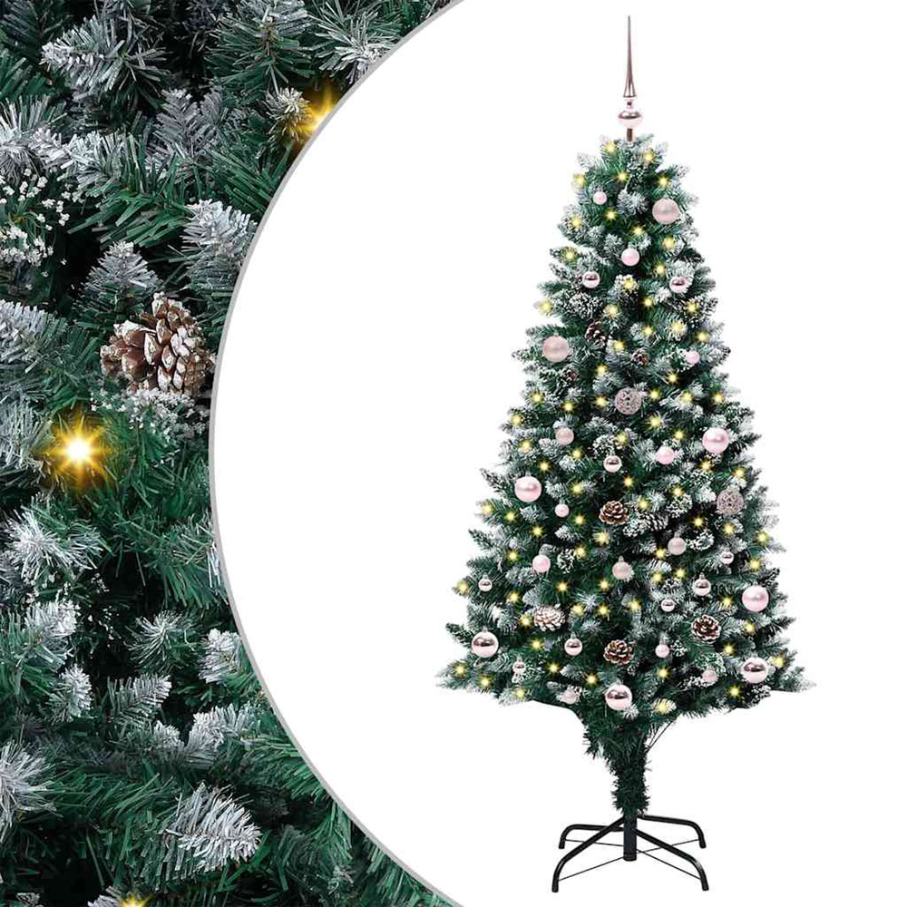 Sapin de noël artificiel vert 150 cm pvc, acier et plastique