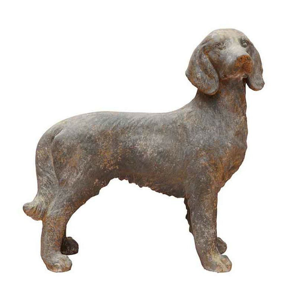 Statuette grand chien gris fibre verre 79x79x29cm