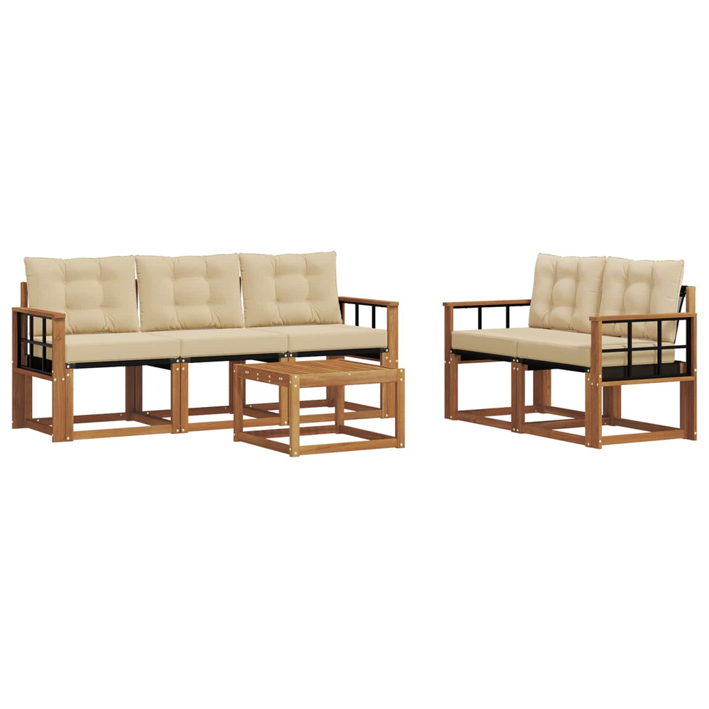 Ensemble de canapés d'extérieur 6 pcs naturel et beige