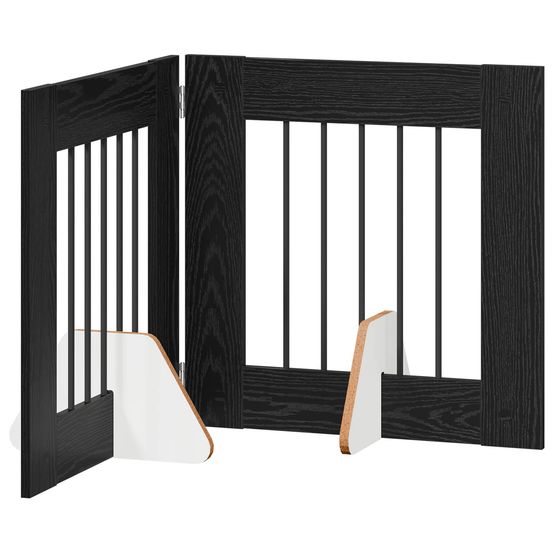 Porte de chien pliable avec supports 2 pc chêne noir 120,5 cm