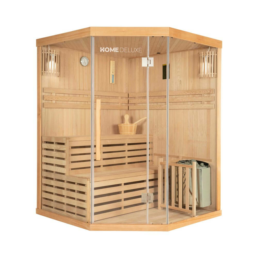 Home deluxe - sauna traditionnel - skyline xl - 150 x 150 x 200 cm - pour 2 - 3 personnes, hemlock, poêle et accessoires inclus i
