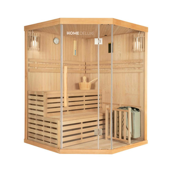 Home deluxe - sauna traditionnel - skyline xl - 150 x 150 x 200 cm - pour 2 - 3 personnes, hemlock, poêle et accessoires inclus i