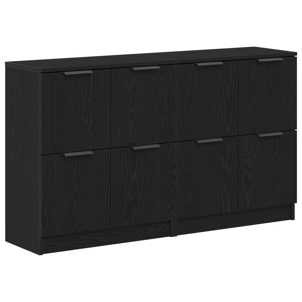 Buffet 2 pcs chêne noir 60 x 30 x 70 cm bois d'ingénierie