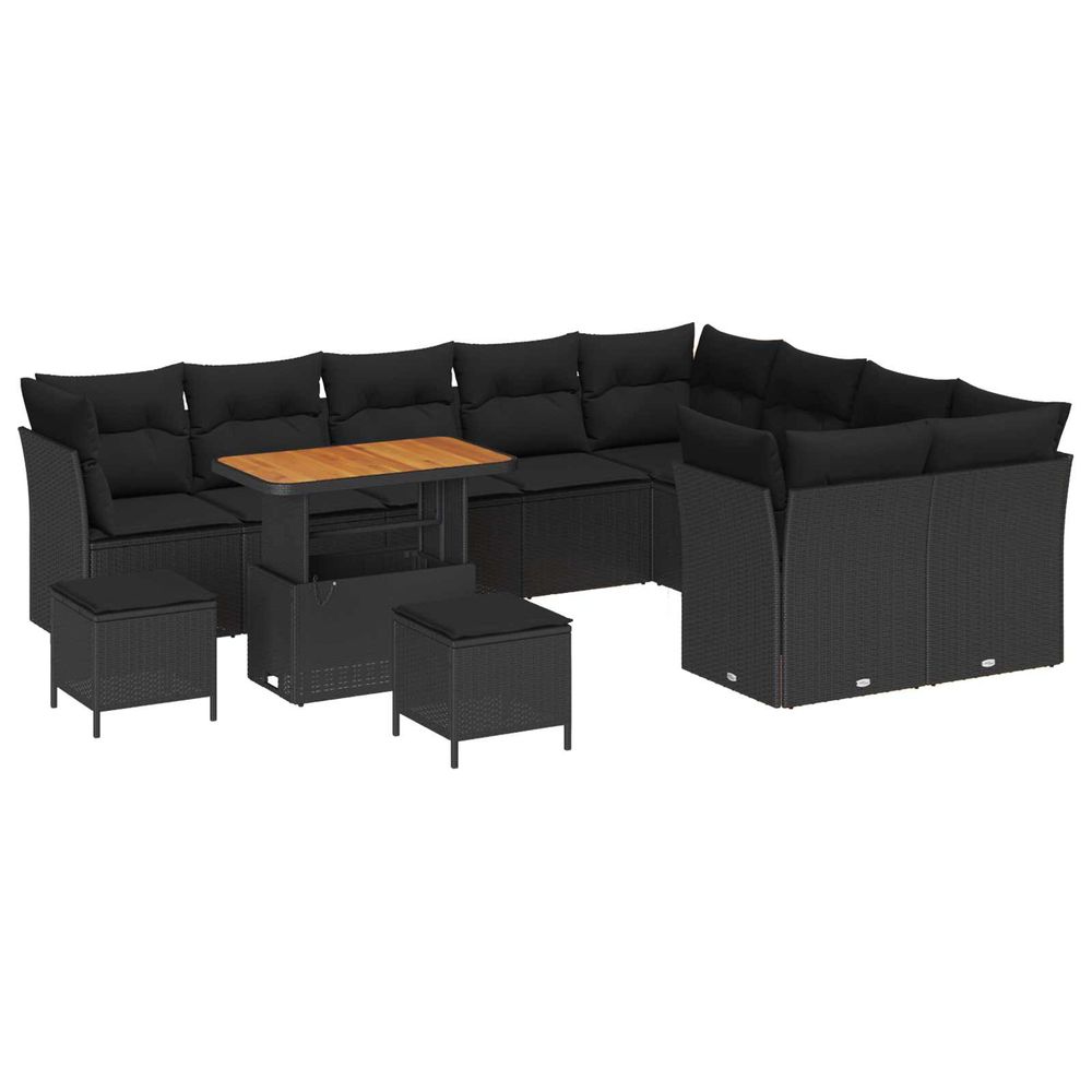 Ensemble de canapé de jardin 12 pc noir polyrotin