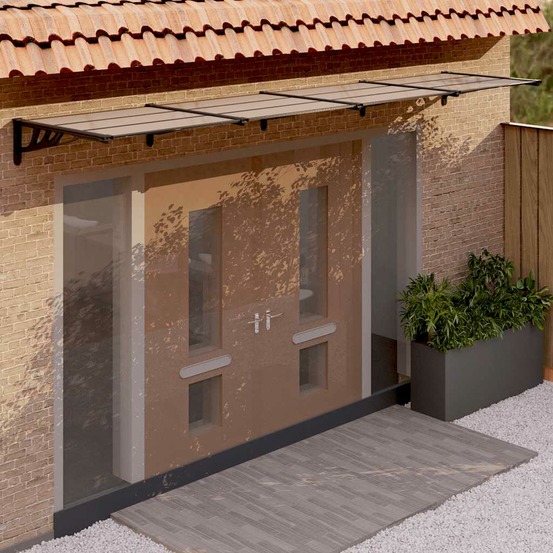 Auvent de porte noir 396x90 cm polycarbonate