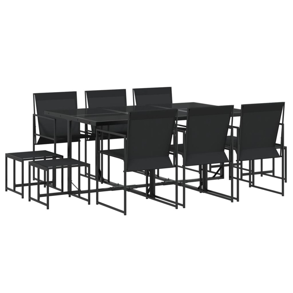 Ensemble à manger de jardin 11 pcs noir textilène