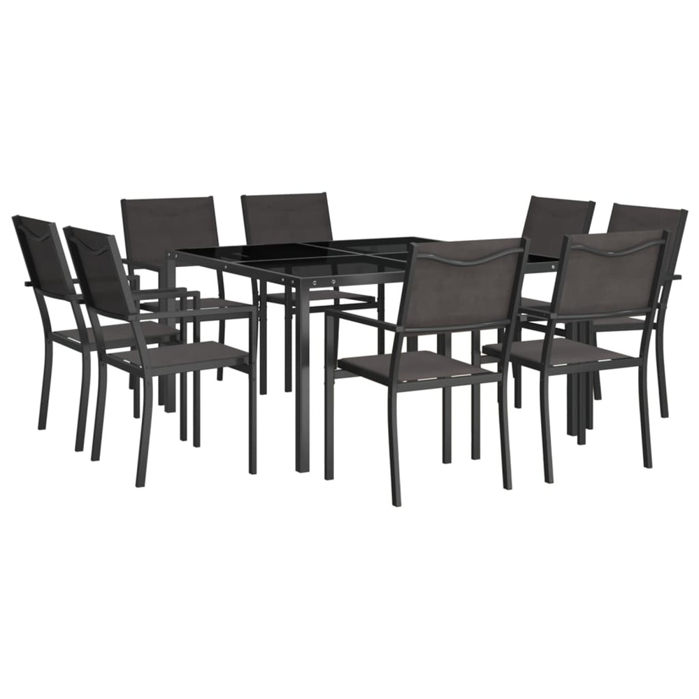 Mobilier de salle à manger d'extérieur 9 pc acier
