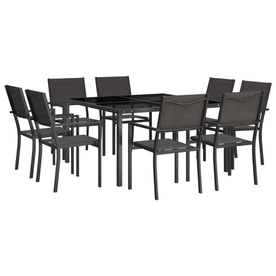 Mobilier de salle à manger d'extérieur 9 pc acier