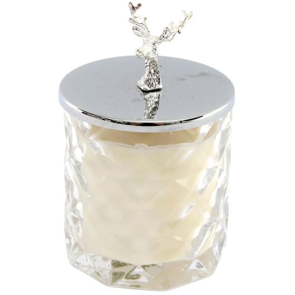Bougie dans pot avec couvercle renne 12 x 8 cm