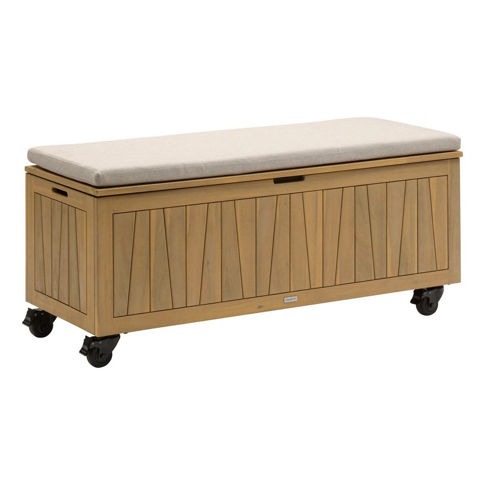 Coffre de rangement 210l avec assise lodgia beige acacia