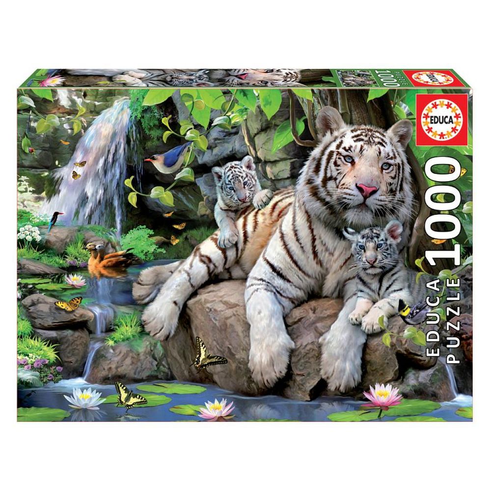 Puzzle 1000 pieces tigres blancs du bengale