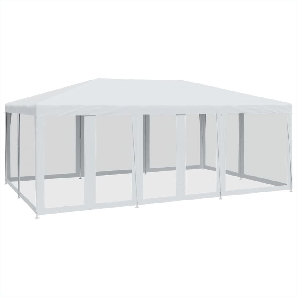 Tente de fête avec 10parois latérales en maille blanc 6x4m pehd