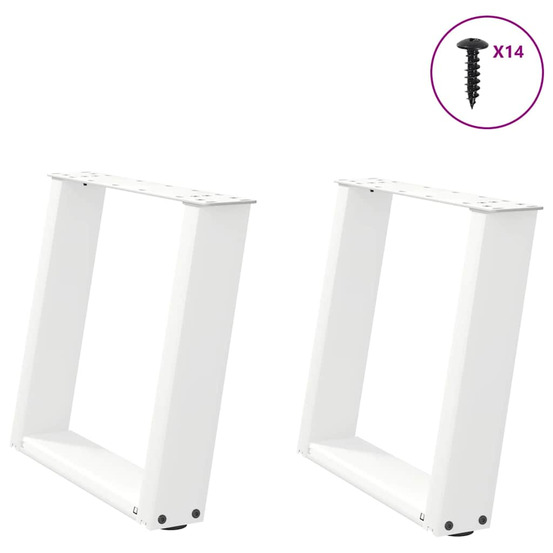 Pieds de table basse en u, 2 pièces, blanc, 50 x (42-43) cm, acier
