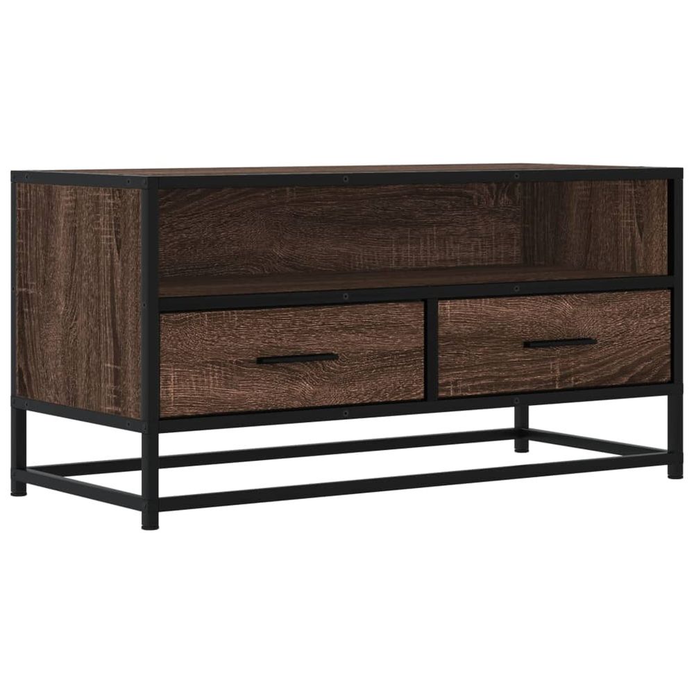 Meuble tv chêne marron 80x34,5x40 cm bois d'ingénierie et métal