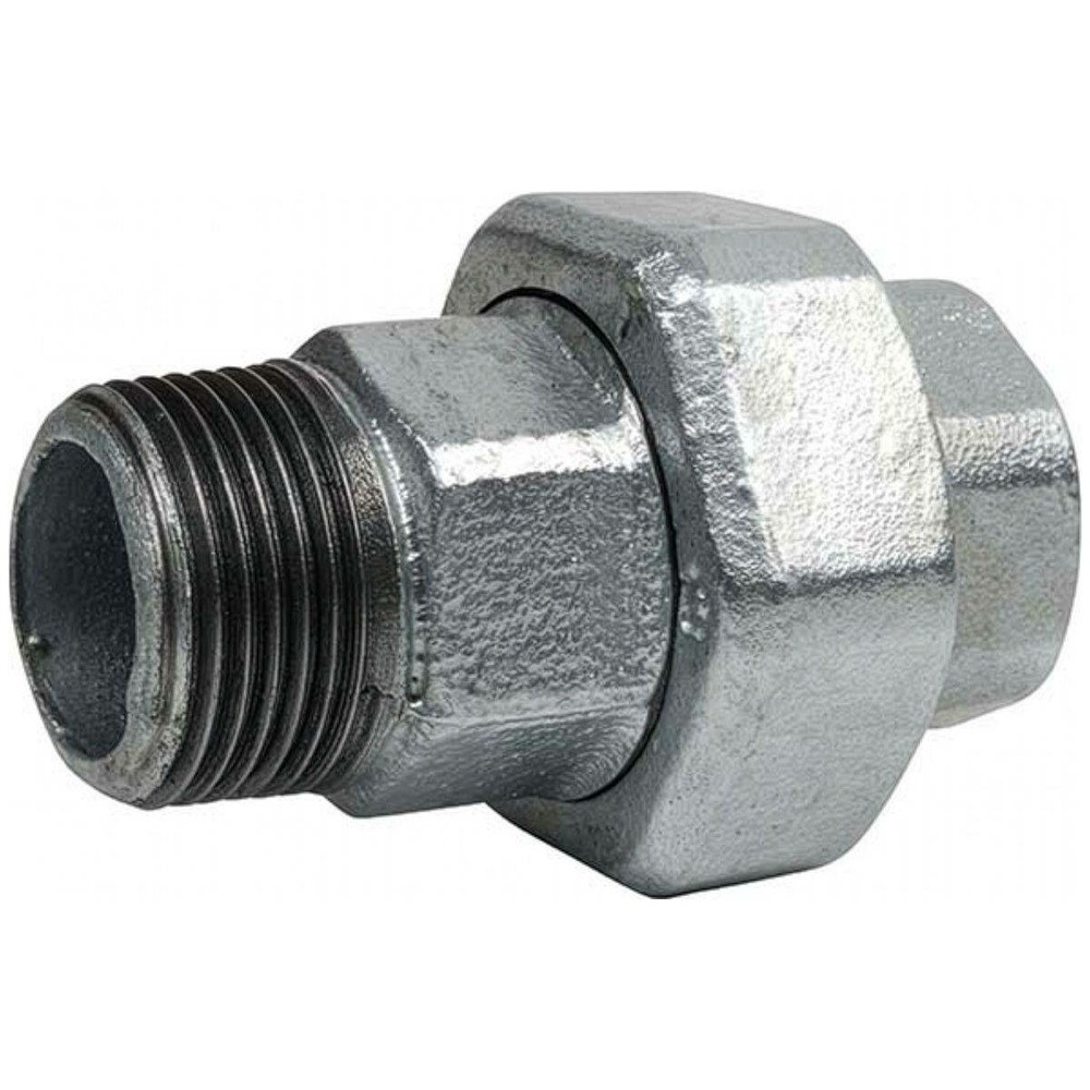 Raccord union à portée conique mâle-femelle en fonte malléable galvanisée - 1/2'