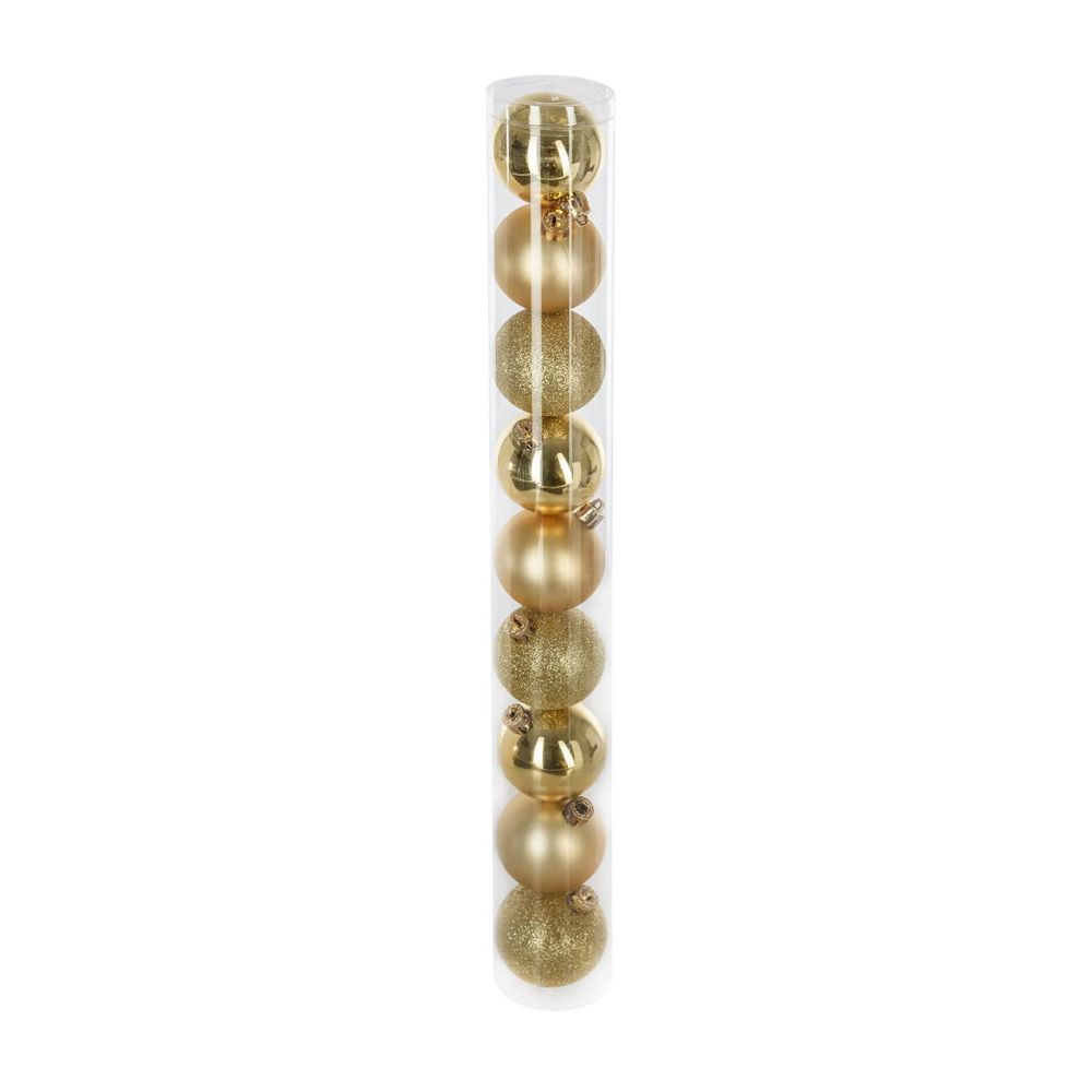 Déco de sapin lot de 9 boules de noël d 6 cm - or