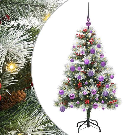 Sapin de noël artificiel vert et blanc 120 cm
