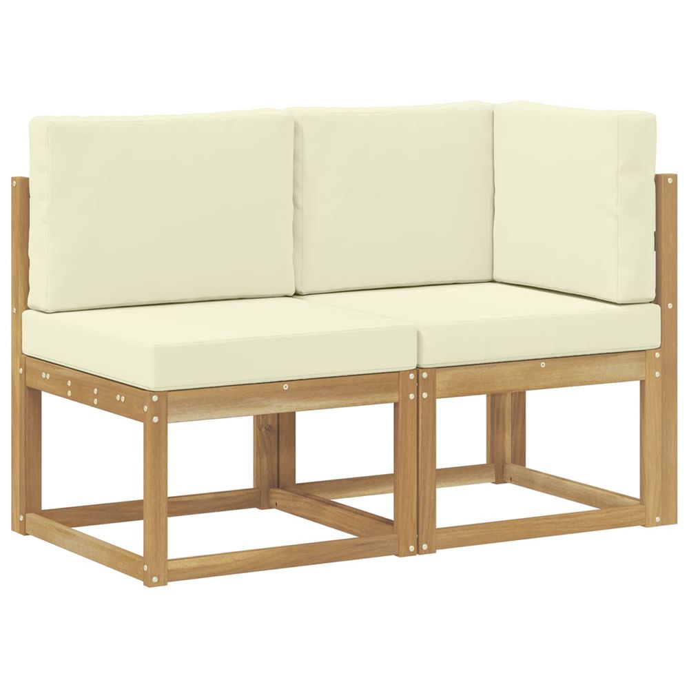 Canapé d’extérieur milieu et coin avec coussin 2 pièce blanc