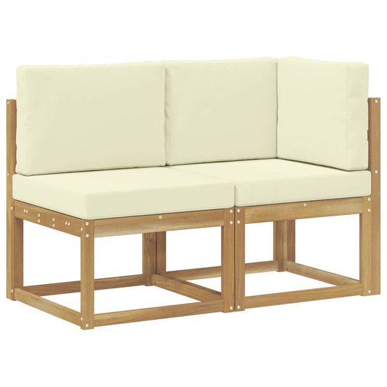 Canapé d’extérieur milieu et coin avec coussin 2 pièce blanc