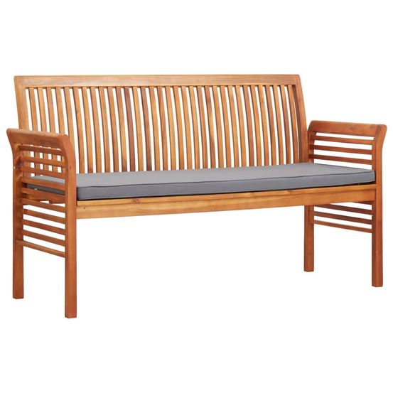 Banc de jardin meuble de patio d'extérieur terrasse 3 places avec coussin 150 x 60 x 90 cm bois d'acacia massif