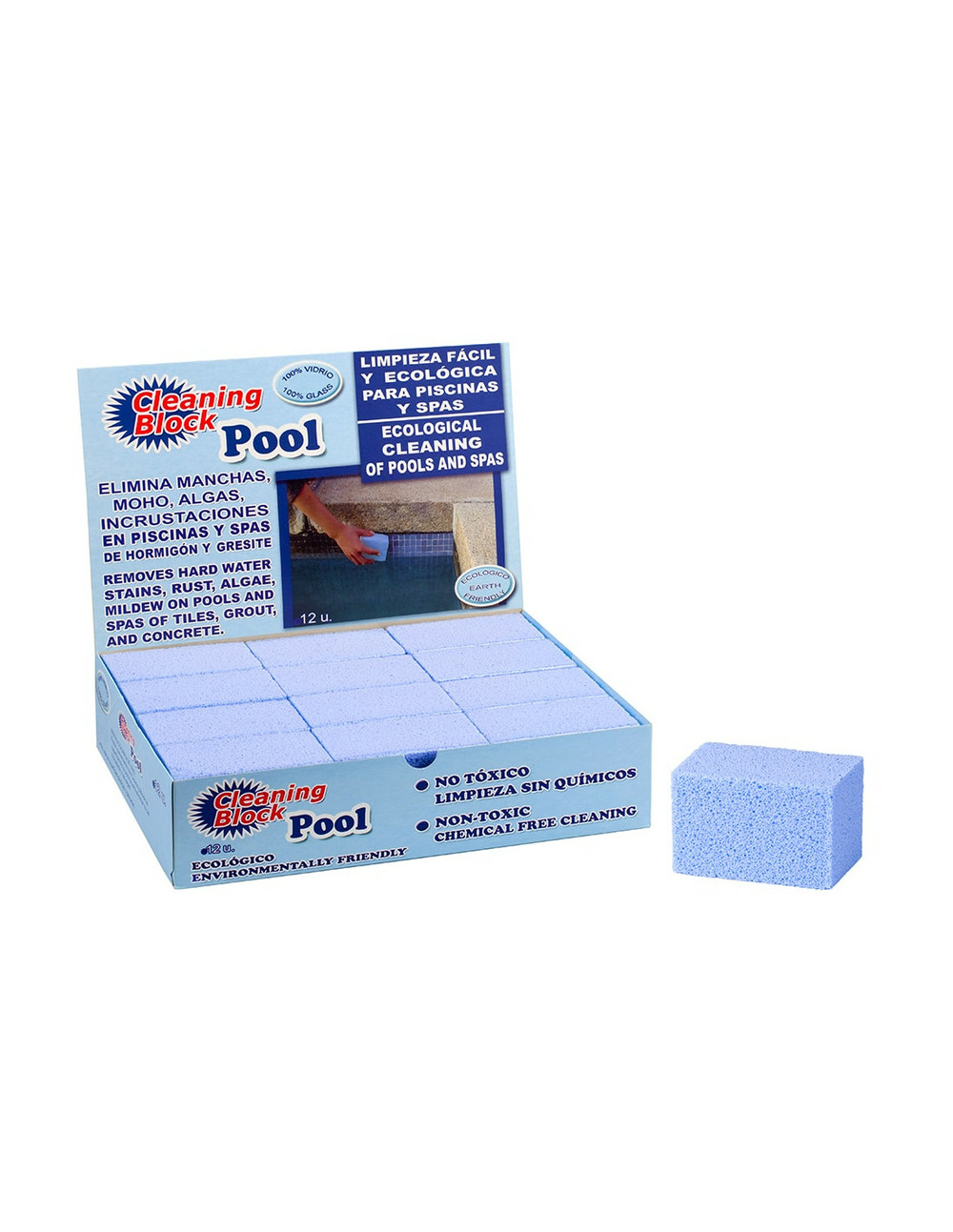 Cleaning block pour piscine pack de 12 unités.