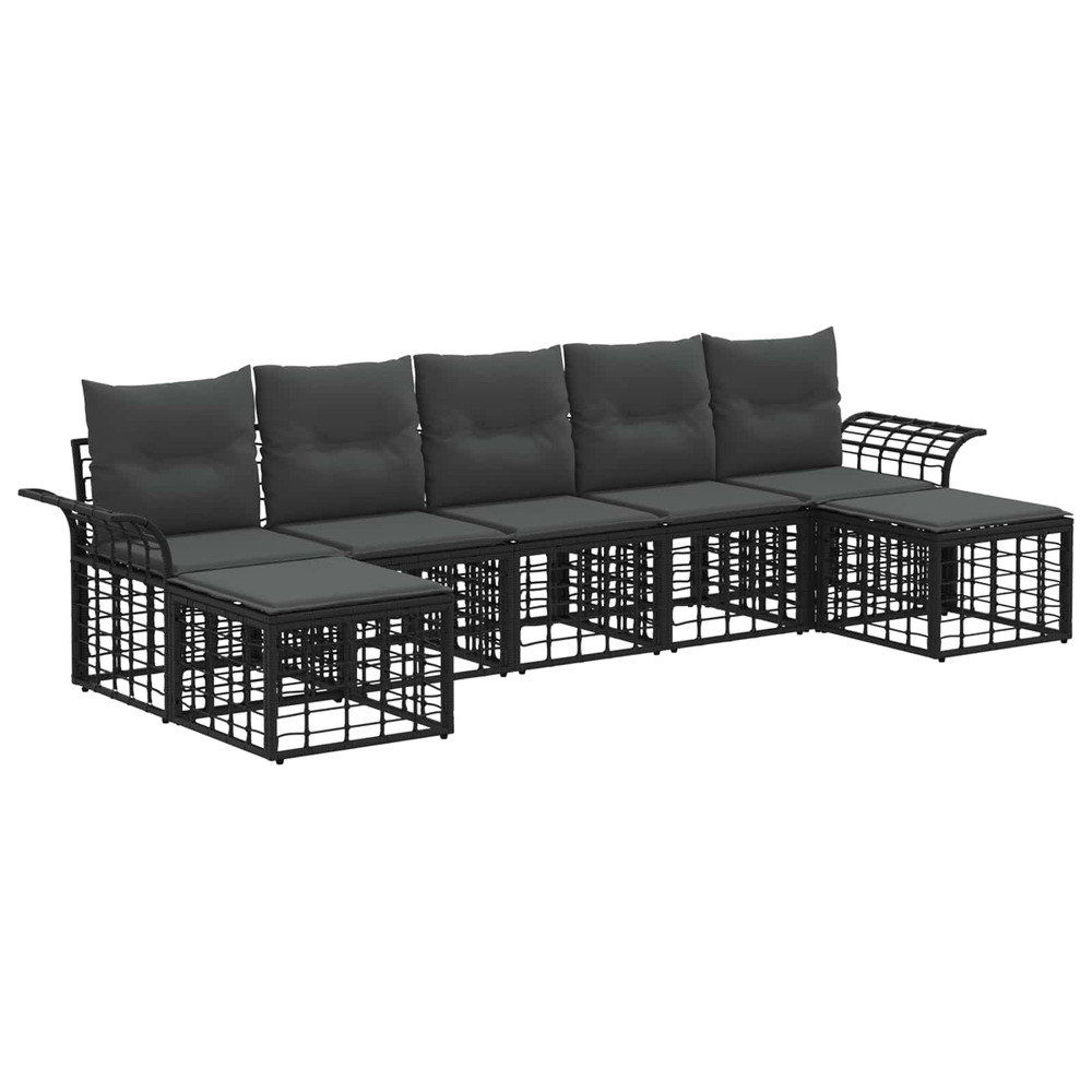 Ensemble de canapés d'extérieur 7 pcs noir et gris foncé