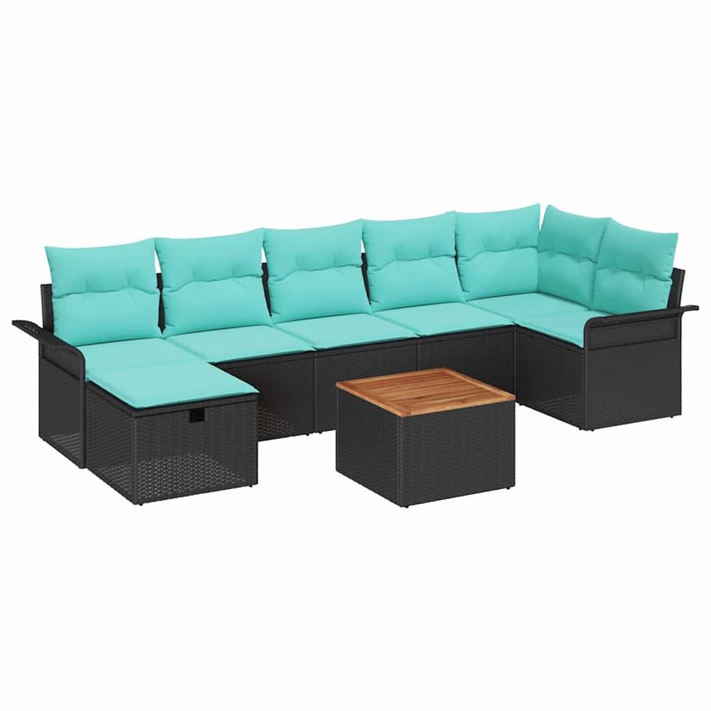 Ensemble de canapé de jardin 8 pc noir poly rotin