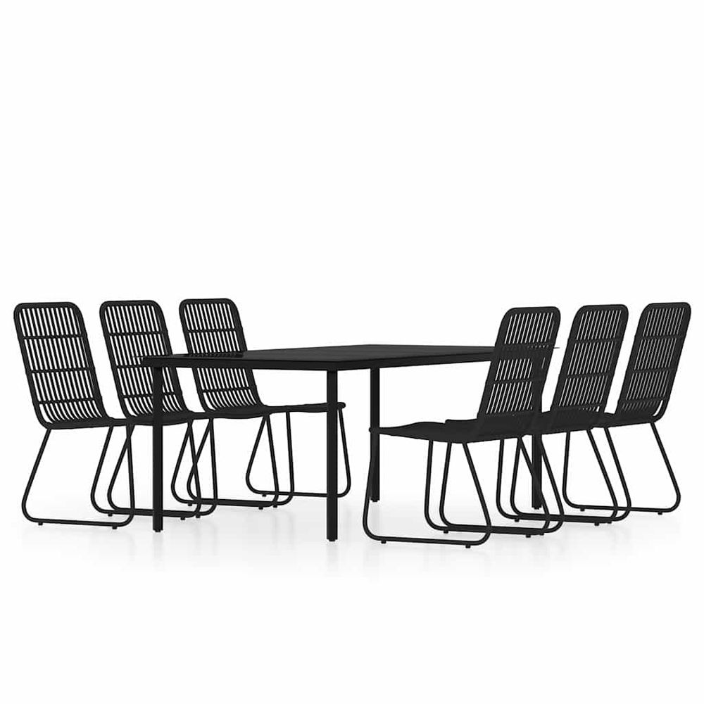 Ensemble à manger de jardin 7 pcs noir
