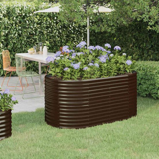 Jardinière haute ovale en acier galvanisé potager marron 152x80x68 cm