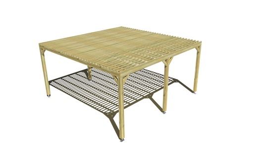 Pergola bois • 5m x 5m • indépendante • sens profondeur • lattage bois • livraison comprise