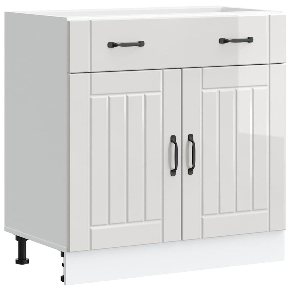 Armoire de cuisine lucca blanc brillant bois ingénierie