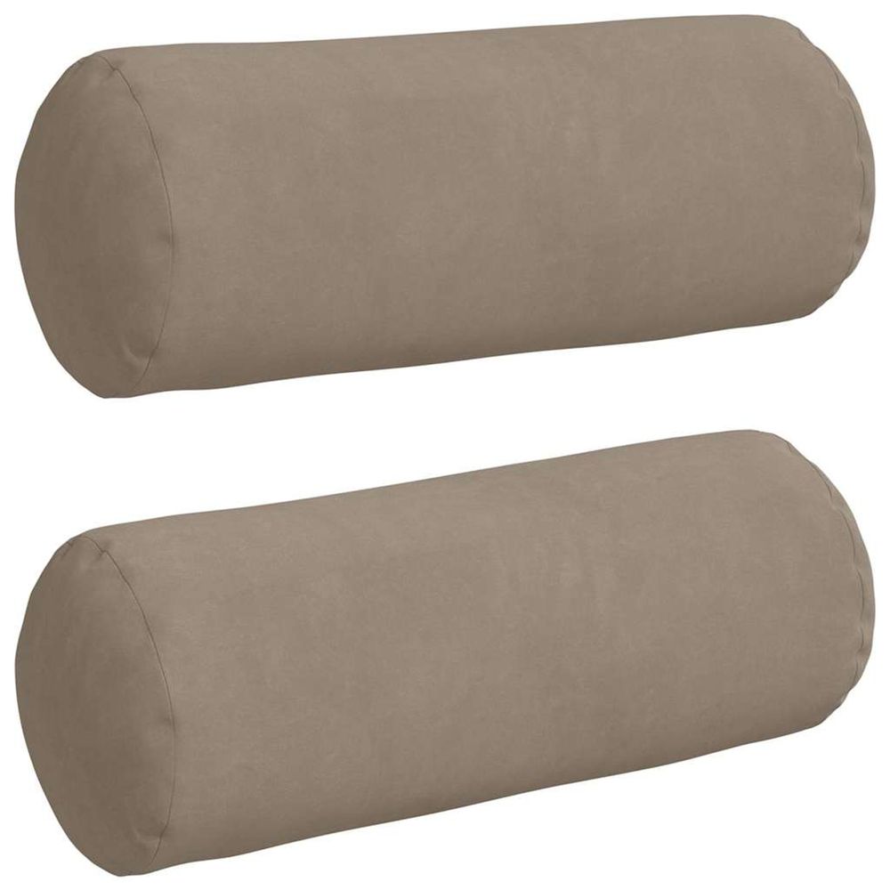 Coussins d'accent 2 pc tissu en microfibre taupe ø 15 x 40 cm