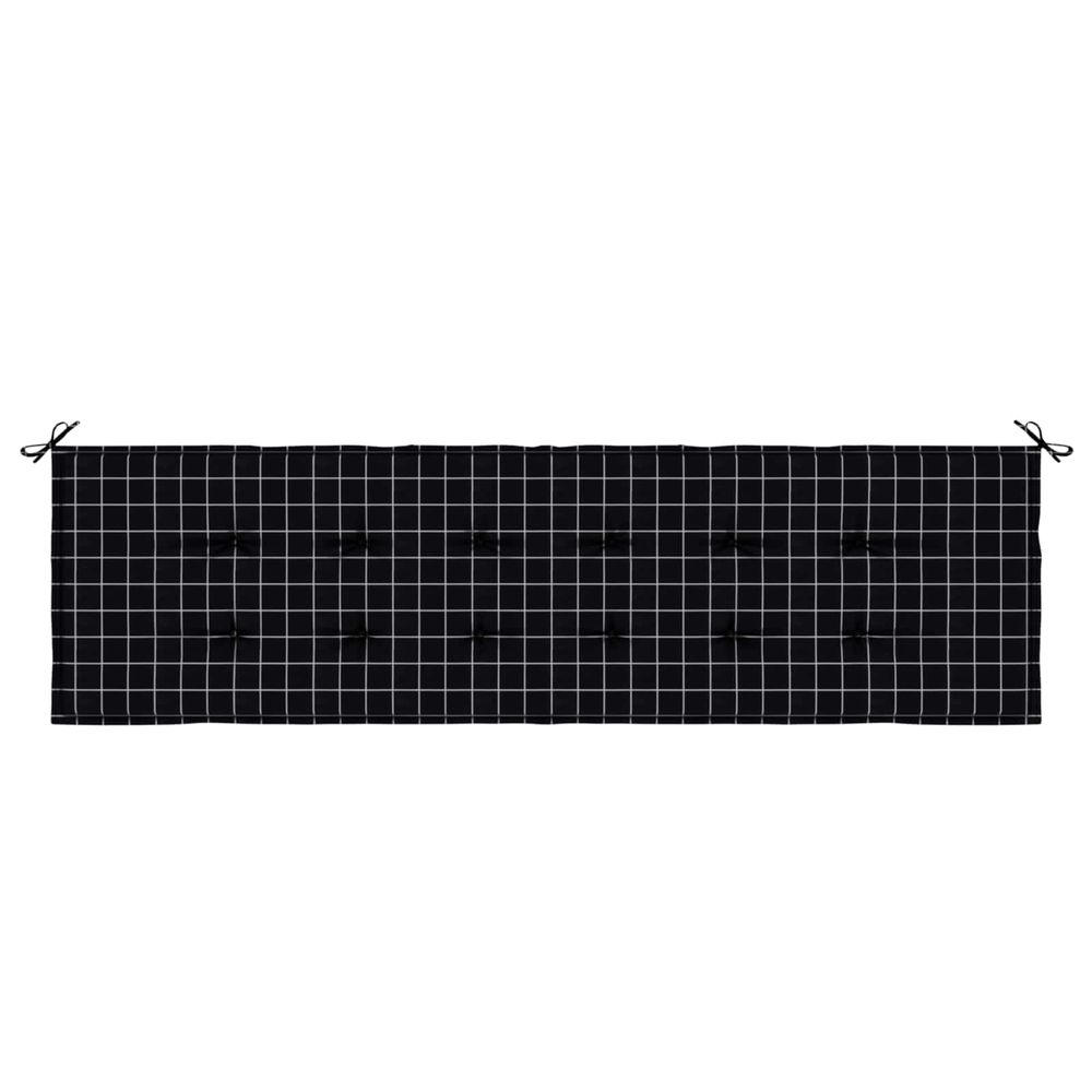 Coussin de banc tissu oxford carreaux noirs 180 x 50 x 3 cm